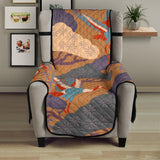 Bonsai bamboo stork japanese pattern brown theme Chair Cover Protector