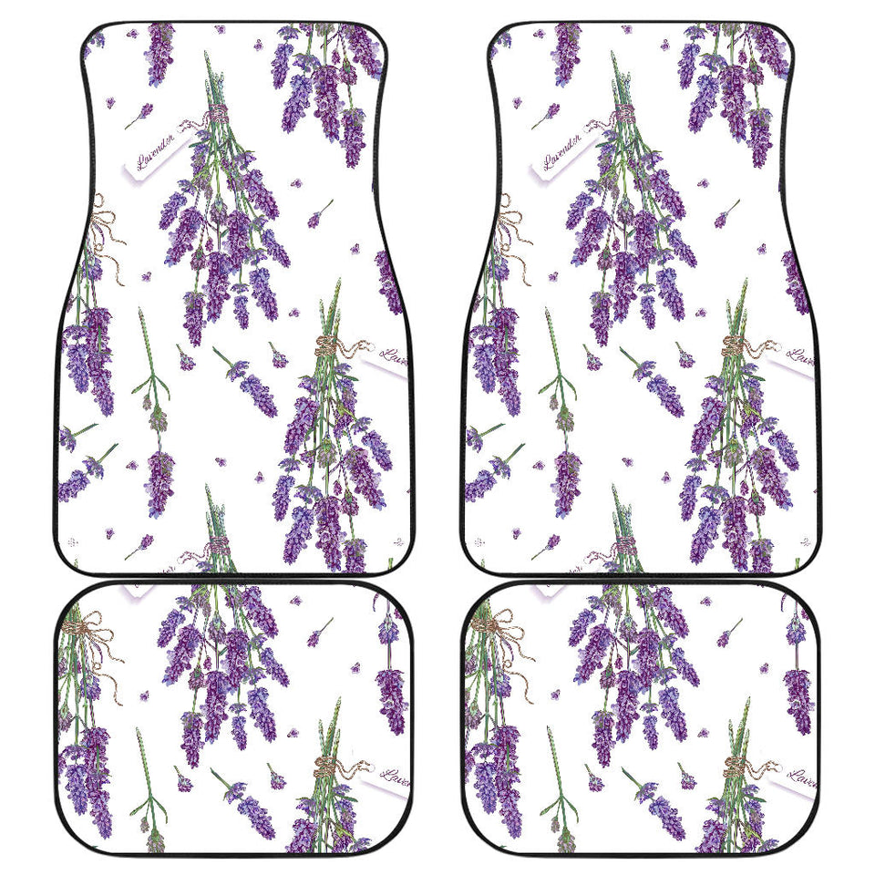 Lavender Flower Design Pattern Front And Back Car Mats