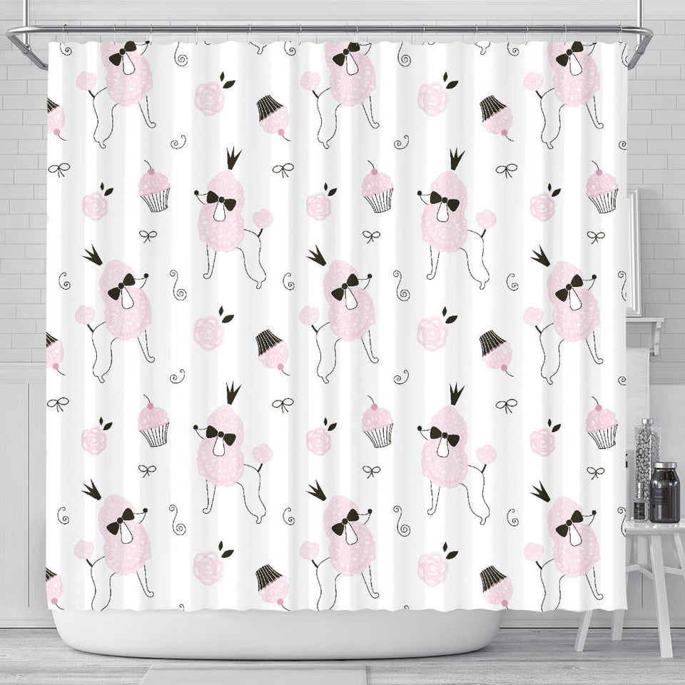 Poodle Dog Rose Cake Pattern Shower Curtain Fulfilled In US