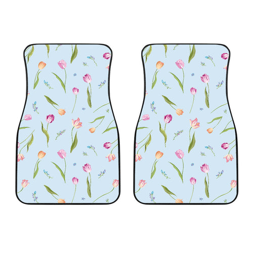 Watercolor Tulips Pattern Front Car Mats