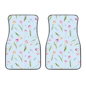 Watercolor Tulips Pattern Front Car Mats