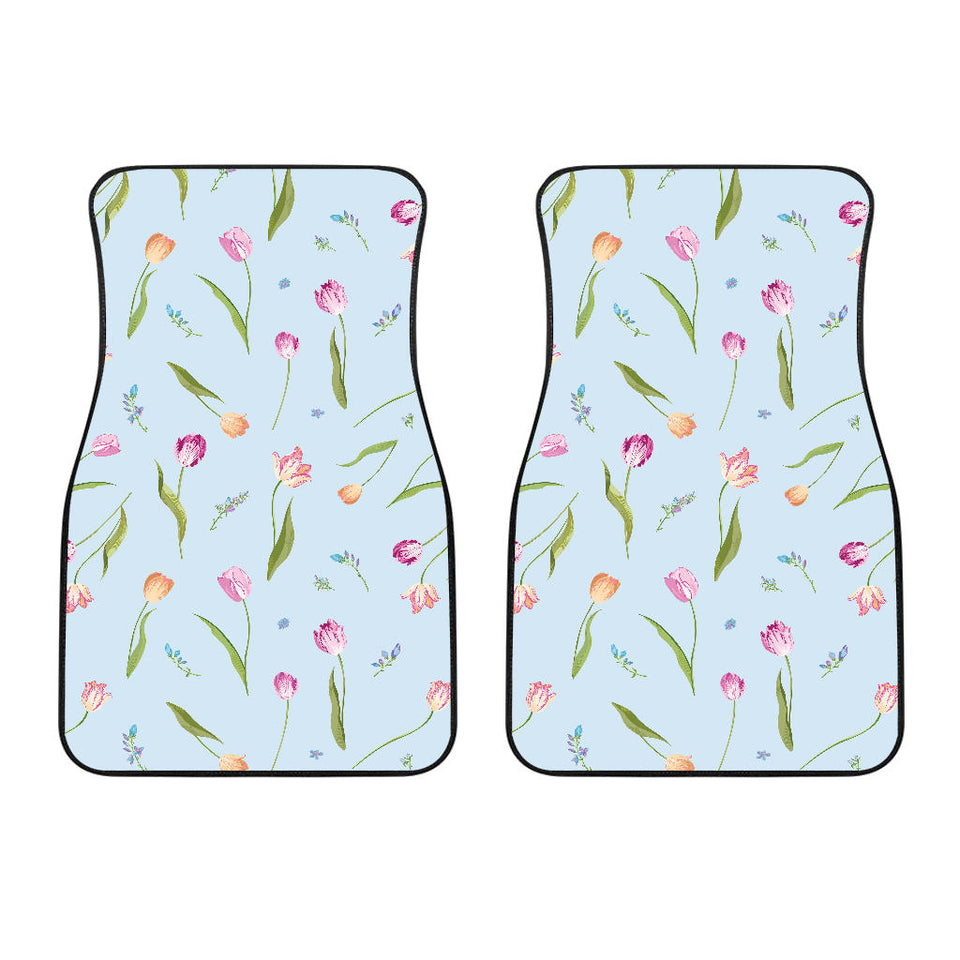 Watercolor Tulips Pattern Front Car Mats