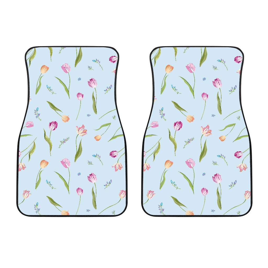 Watercolor Tulips Pattern Front Car Mats