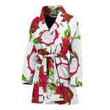 Dragon Fruits White Background Women'S Bathrobe