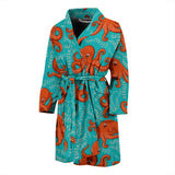 Octopus Turquoise Background Men'S Bathrobe