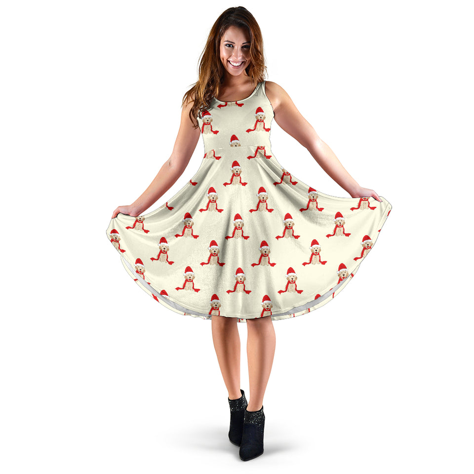 Golden Retriever Pattern Print Design 01 Sleeveless Midi Dress