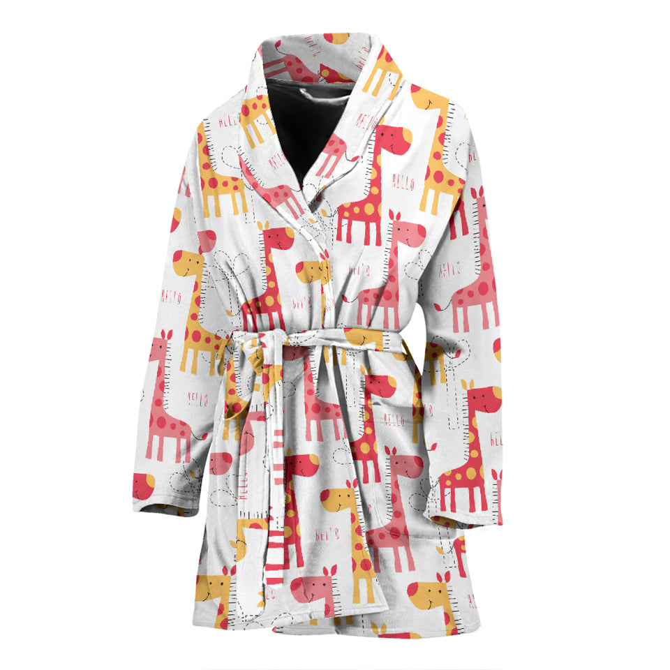 Giraffe Pattern Print Design 03 Women's Bathrobe