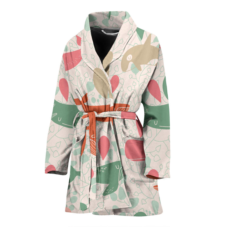 Cute Whale Pattern Women'S Bathrobe