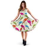 Colorful Chameleon Lizard Pattern Sleeveless Midi Dress
