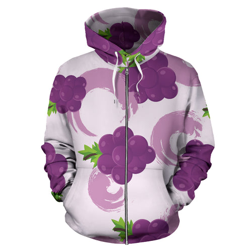 Cute Grape Pattern Zip Up Hoodie