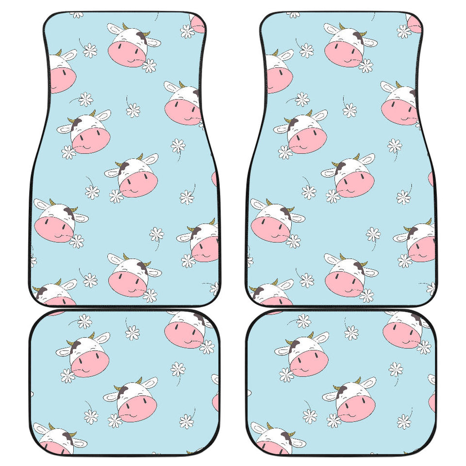 Cute Cow Flower Pattern Front And Back Car Mats