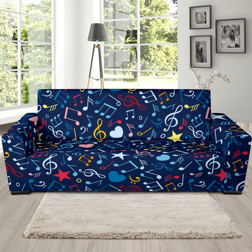 Music Notes Pattern Print Design 03 Sofa Slipcover
