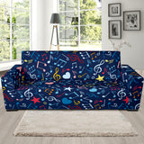 Music Notes Pattern Print Design 03 Sofa Slipcover