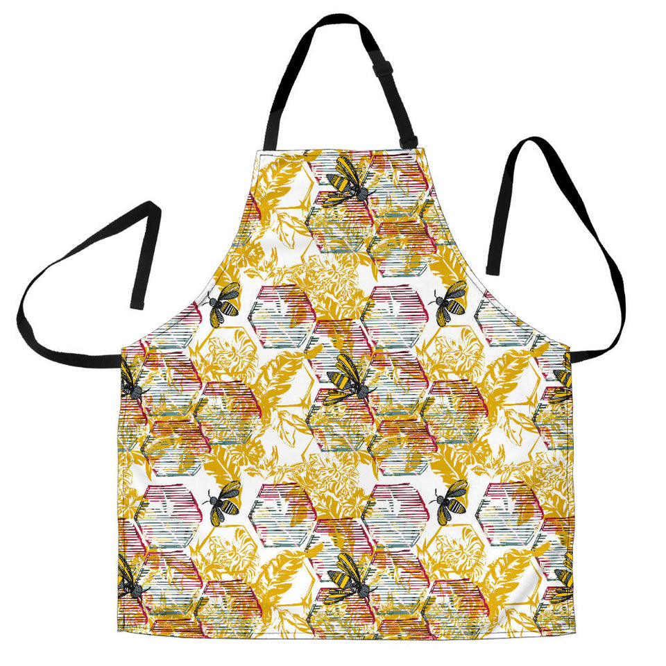 Cool Bee Honeycomb Leaves Pattern Adjustable Apron