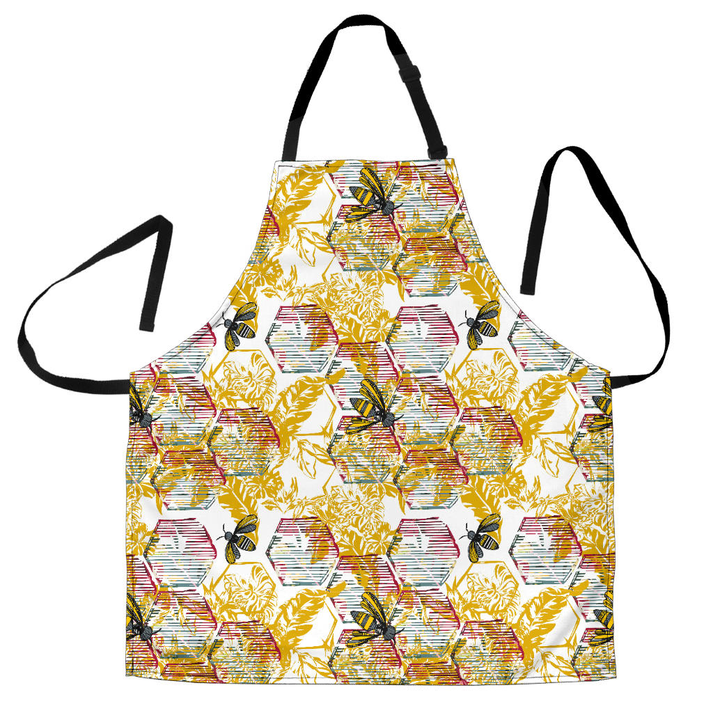 Cool Bee Honeycomb Leaves Pattern Adjustable Apron