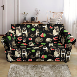 Raccoon Watermelon Pattern Loveseat Couch Slipcover