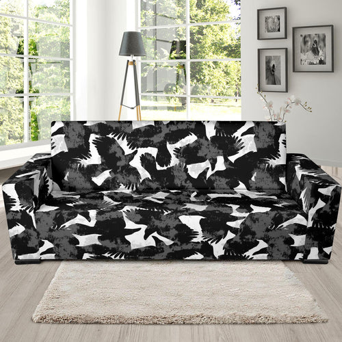 Crow Illustration Pattern Sofa Slipcover