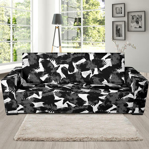 Crow Illustration Pattern Sofa Slipcover