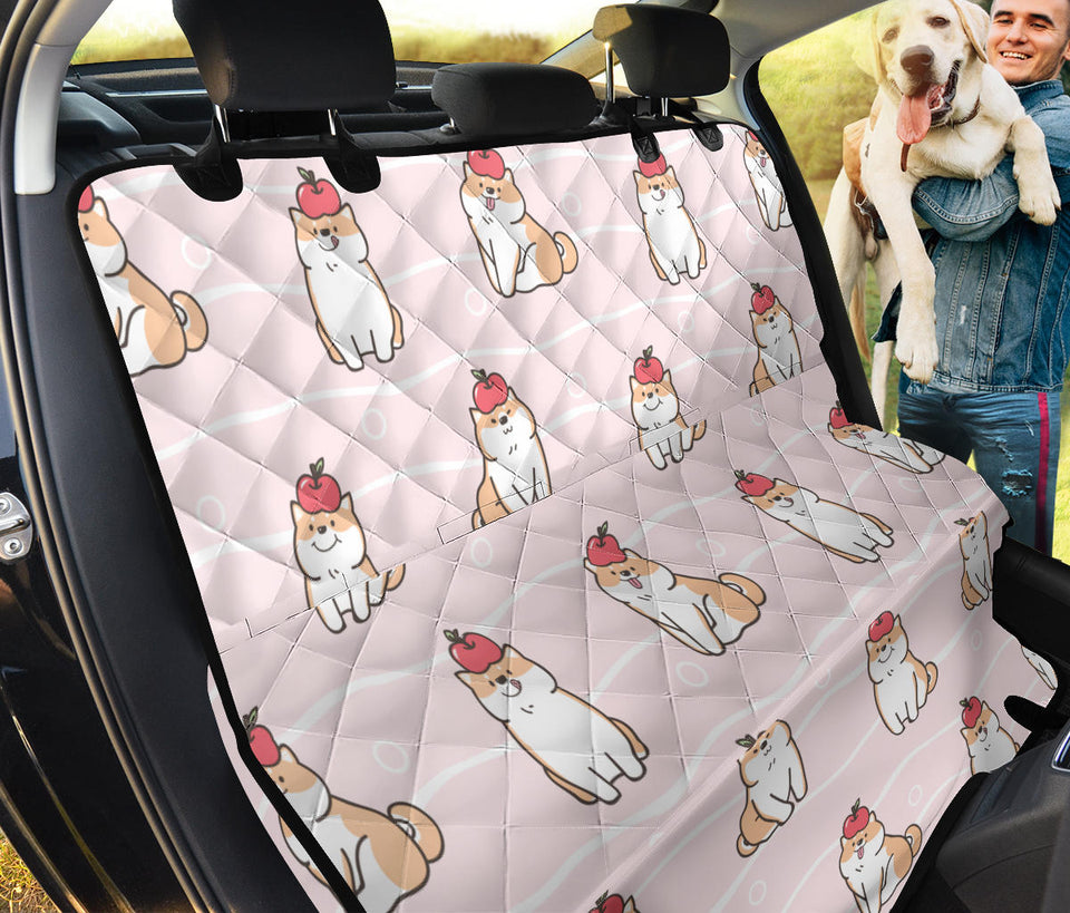 Cute Shiba Inu Dog Apple Pattern Dog Car Seat Covers