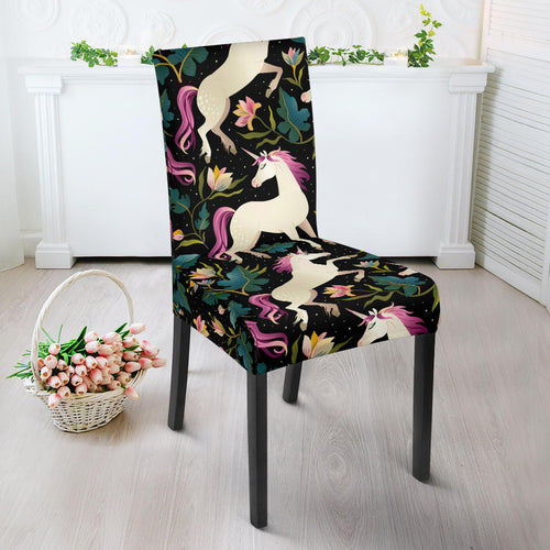Unicorns Forest Background Dining Chair Slipcover