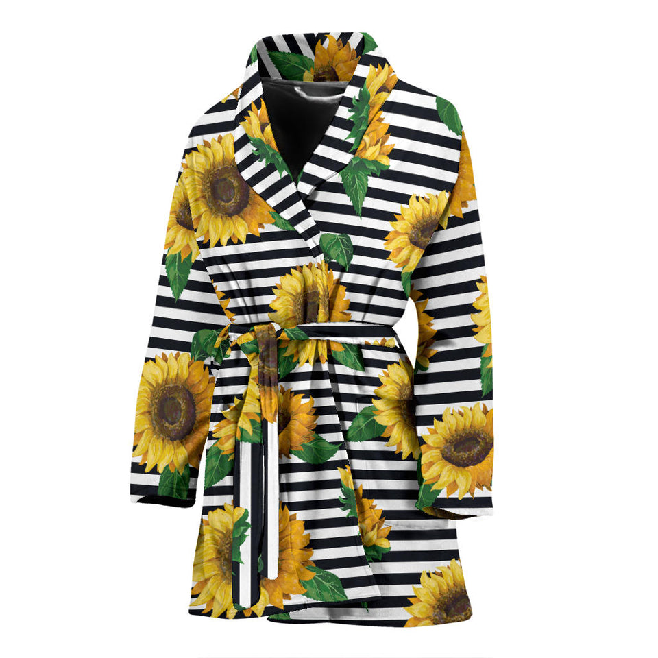 Sunflowers Ribbon Background Women'S Bathrobe