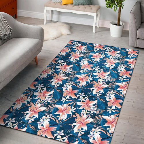 Hibiscus Pattern Print Design 02 Area Rug.