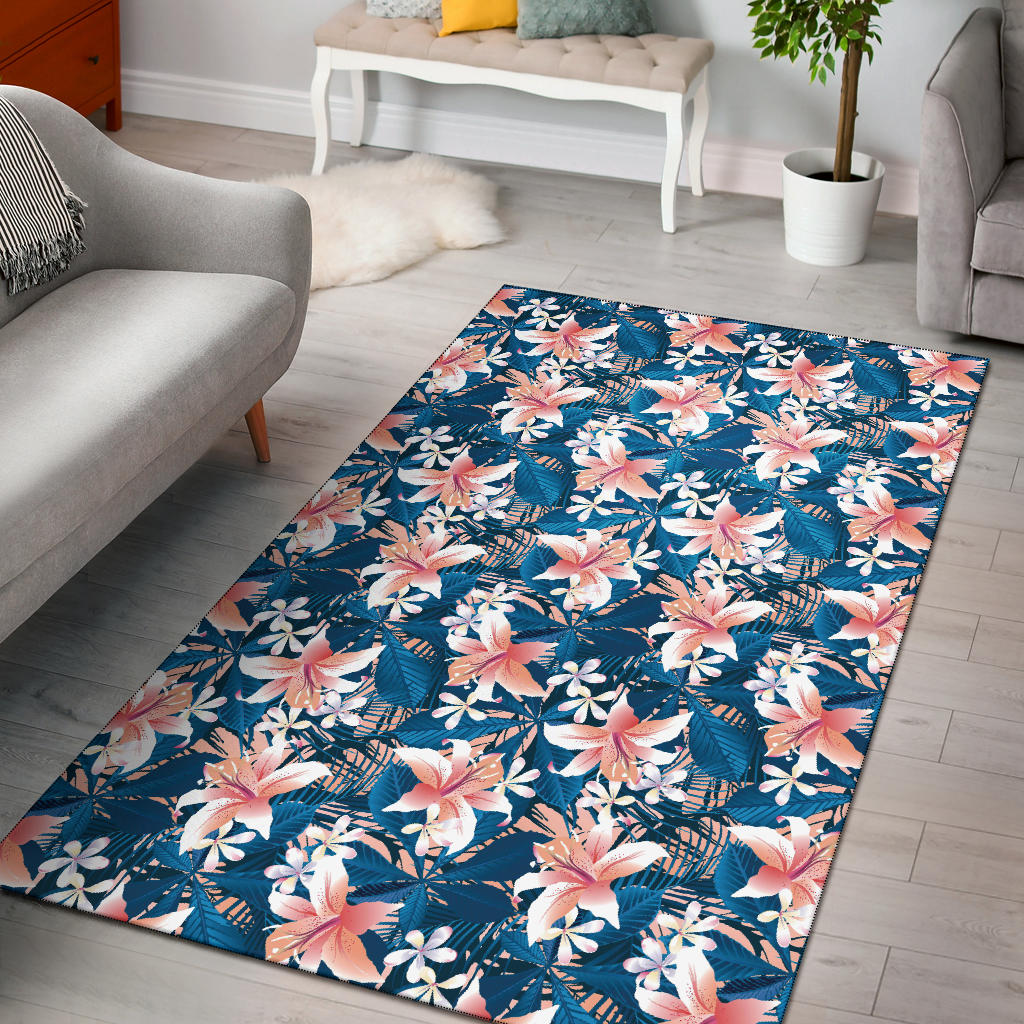 Hibiscus Pattern Print Design 02 Area Rug.