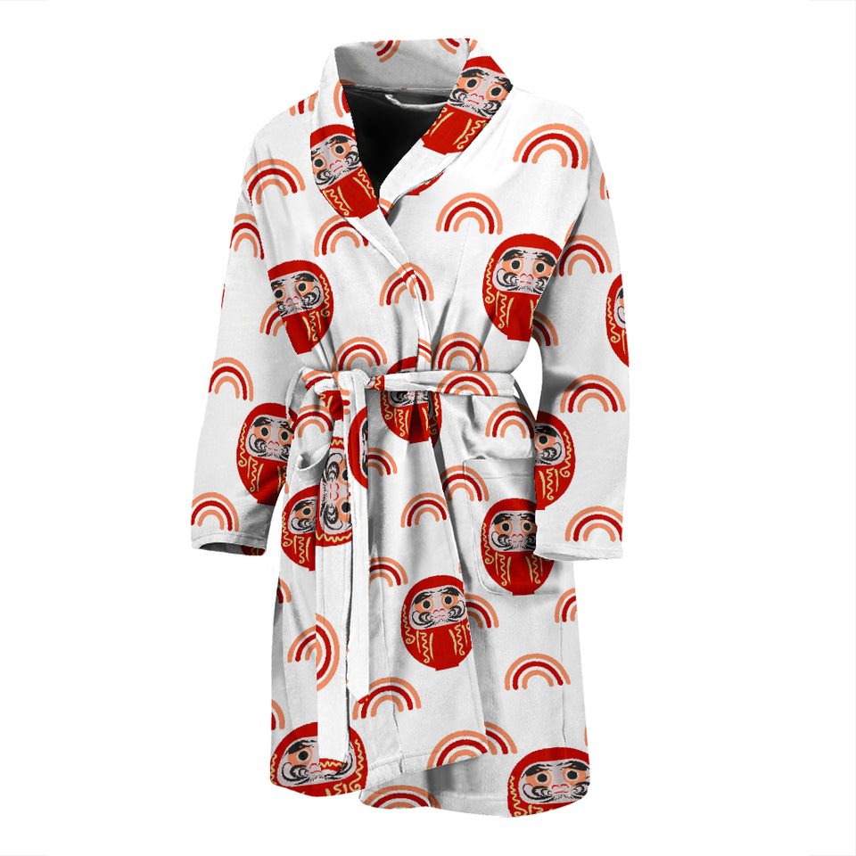 Daruma Japanese Wooden Doll Design Pattern Men'S Bathrobe