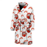 Daruma Japanese Wooden Doll Design Pattern Men'S Bathrobe