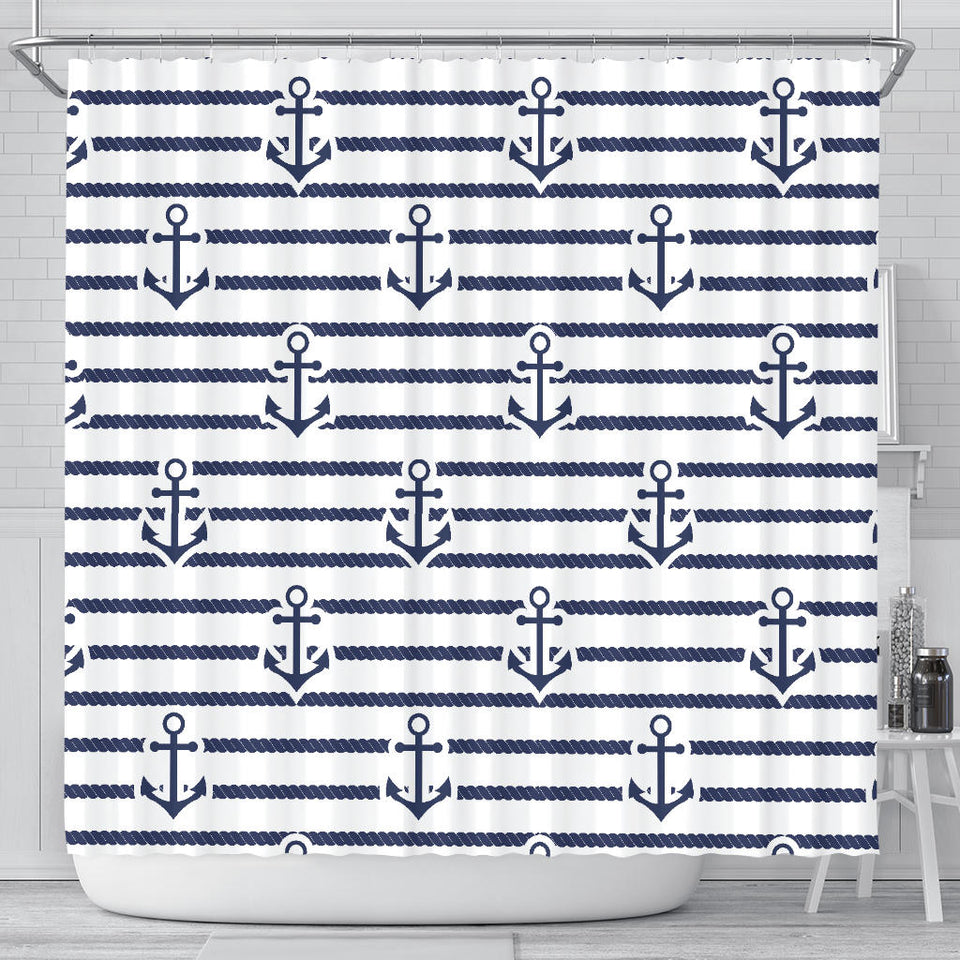 Anchor Rope Nautical  Pattern Shower Curtain Fulfilled In US
