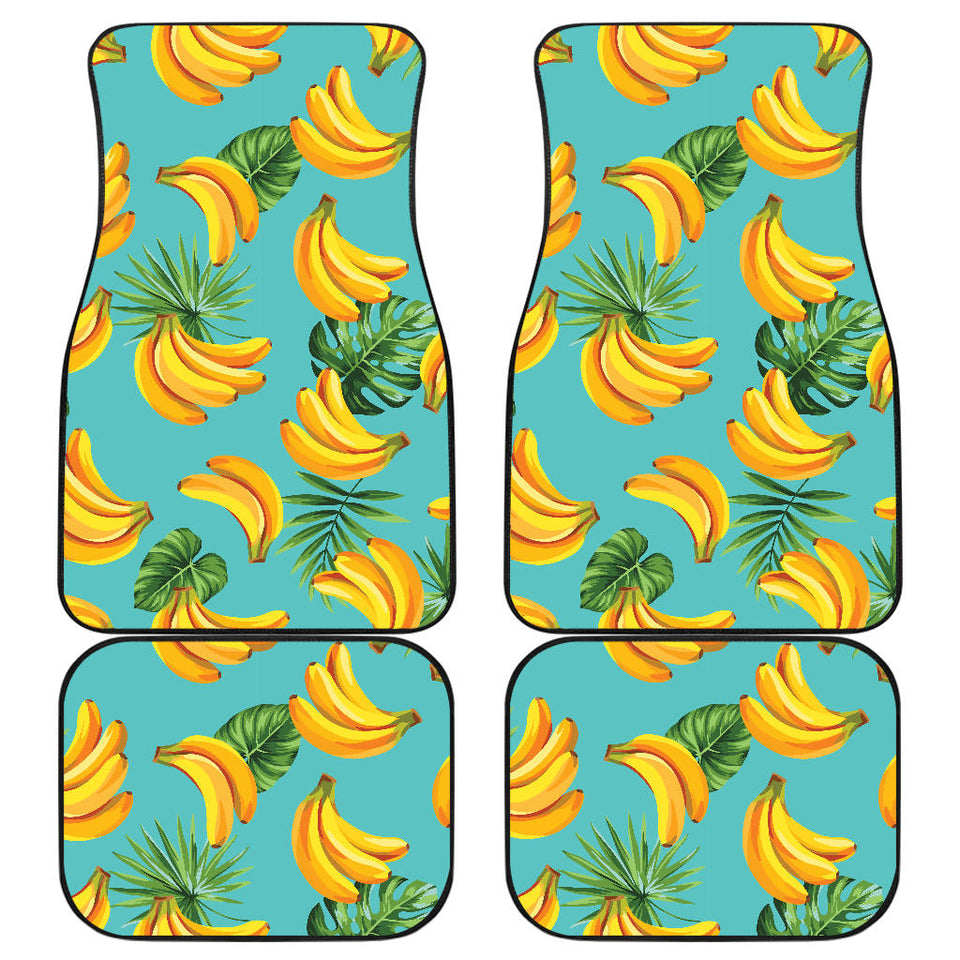 Banana Palm Leaves Pattern Background Front And Back Car Mats