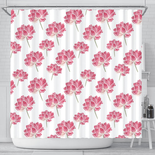 Pink Lotus Waterlily Pattern Shower Curtain Fulfilled In US
