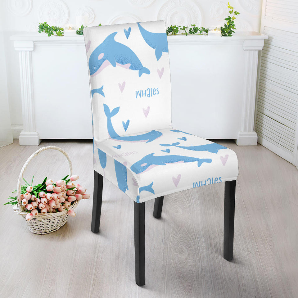 Blue Whale Pattern Dining Chair Slipcover