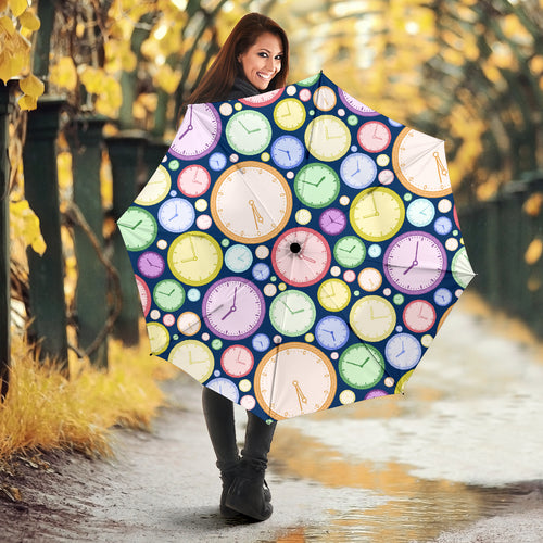 Colorful Clock Background Umbrella