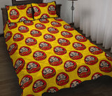 Daruma japanese wooden doll yellow background Quilt Bed Set