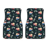 Cute Sloths Sleeping Christmas Ball Santa Hat Pattern Front Car Mats