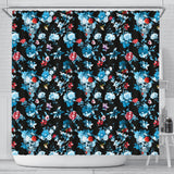 Skull Flower Roses Leave Pattern Shower Curtain Fulfilled In US