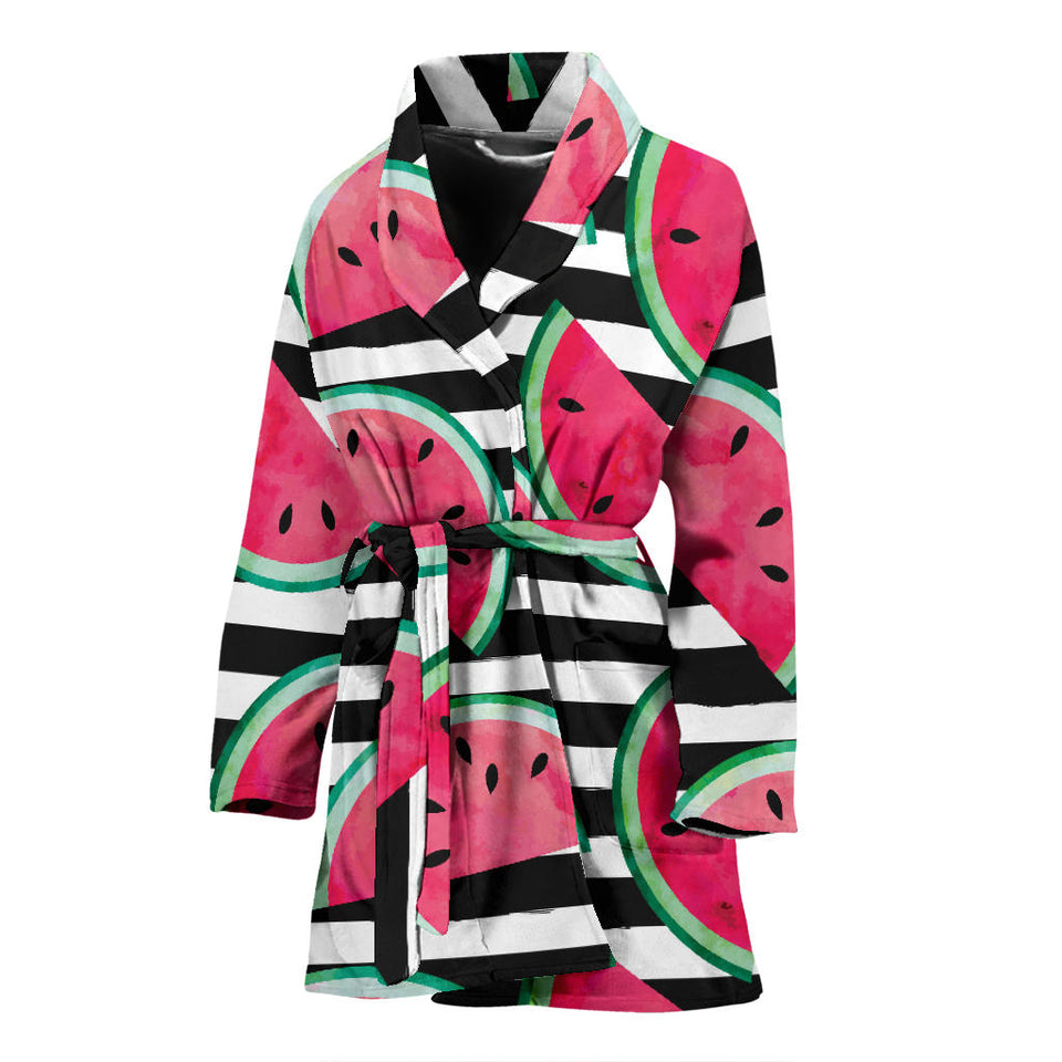 Watercolor Paint Textured Watermelon Pieces Women'S Bathrobe