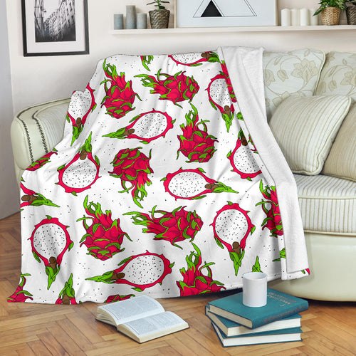 Dragon Fruits White Background Premium Blanket