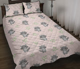 cute raccoons leaves pattern Quilt Bed Set