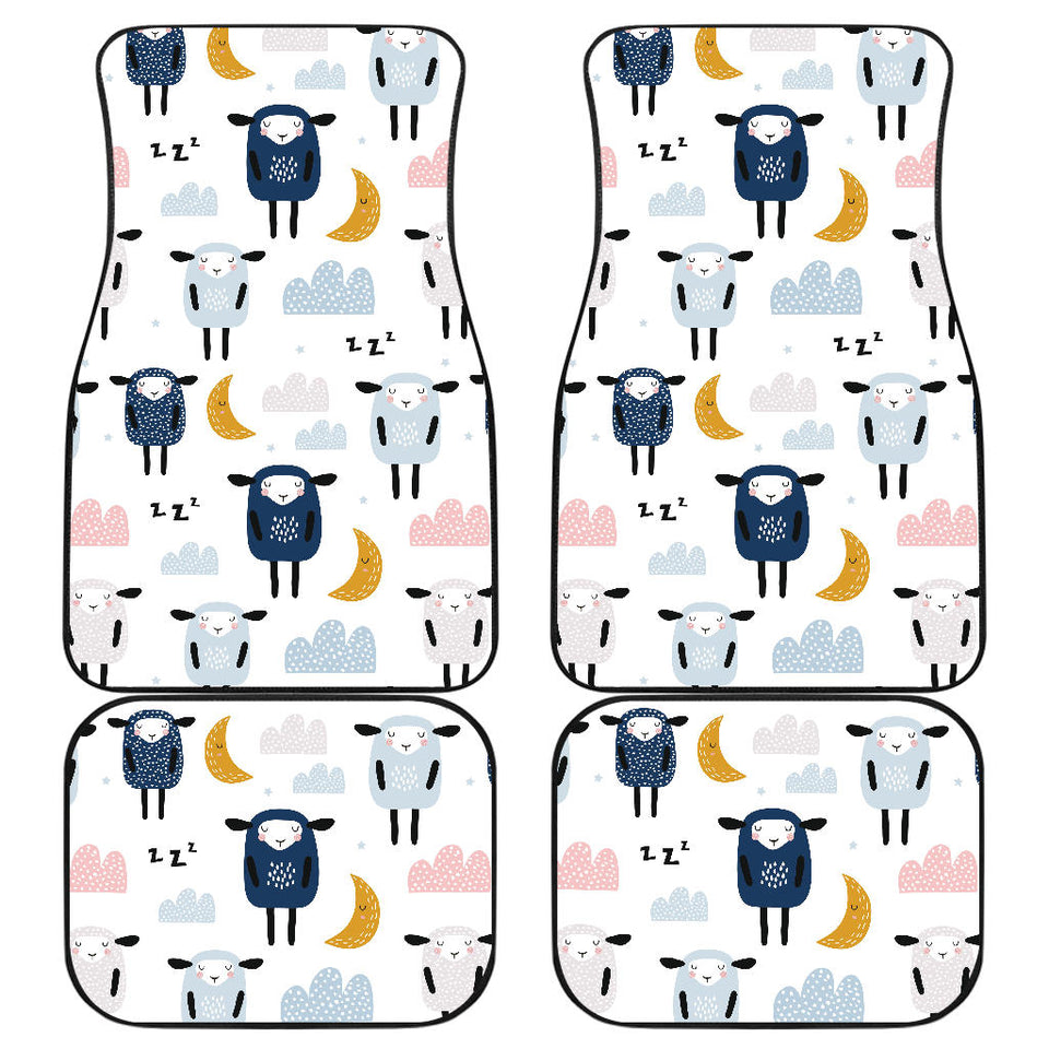 Cute Sleeping Sheep Moon Cloud Pattern Front And Back Car Mats