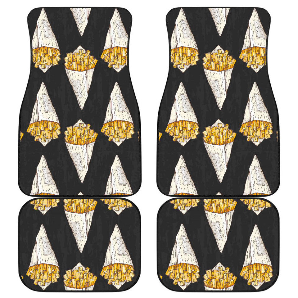 French Fries Dark Background Front And Back Car Mats