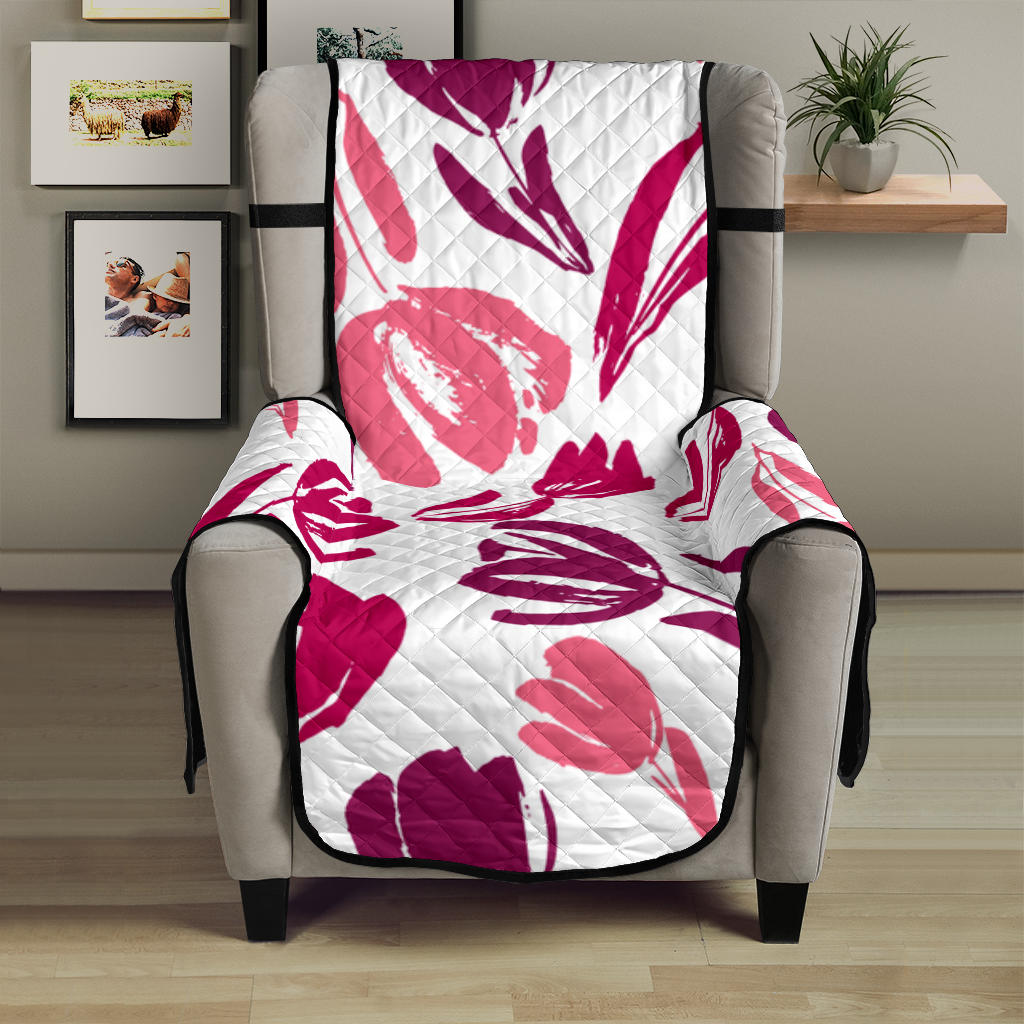 pink sketch tulip pattern Chair Cover Protector