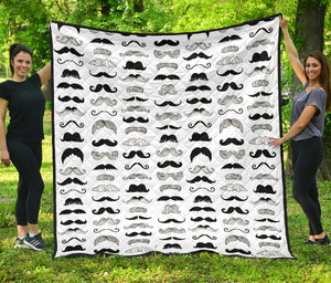 Mustache Beard Pattern Print Design 04 Premium Quilt