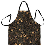 Gold Peacock Feather Pattern Adjustable Apron