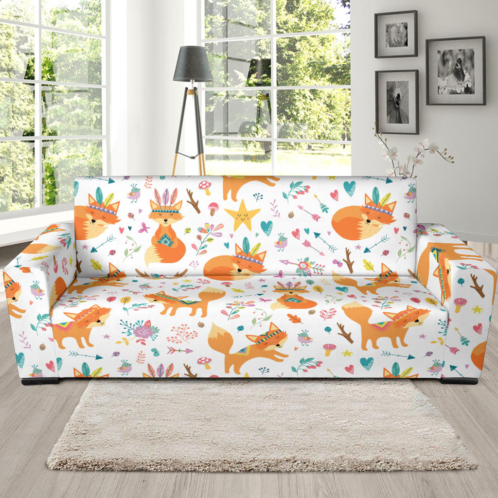 Cute Tribal Fox Pattern Sofa Slipcover