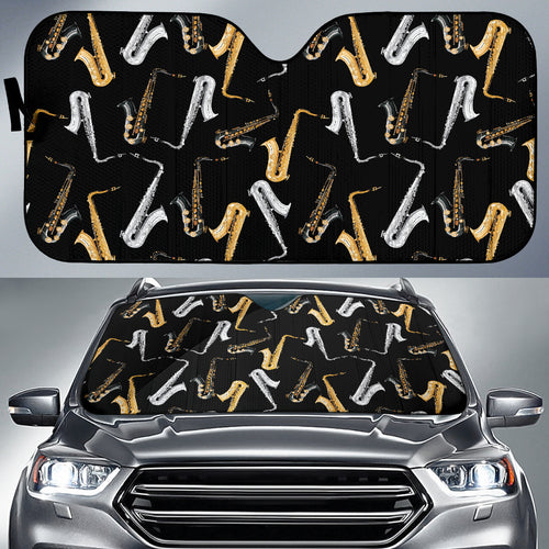 Saxophone Design Pattern Car Sun Shade