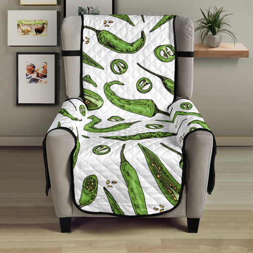 Hand drawn sketch style green Chili peppers pattern Chair Cover Protector