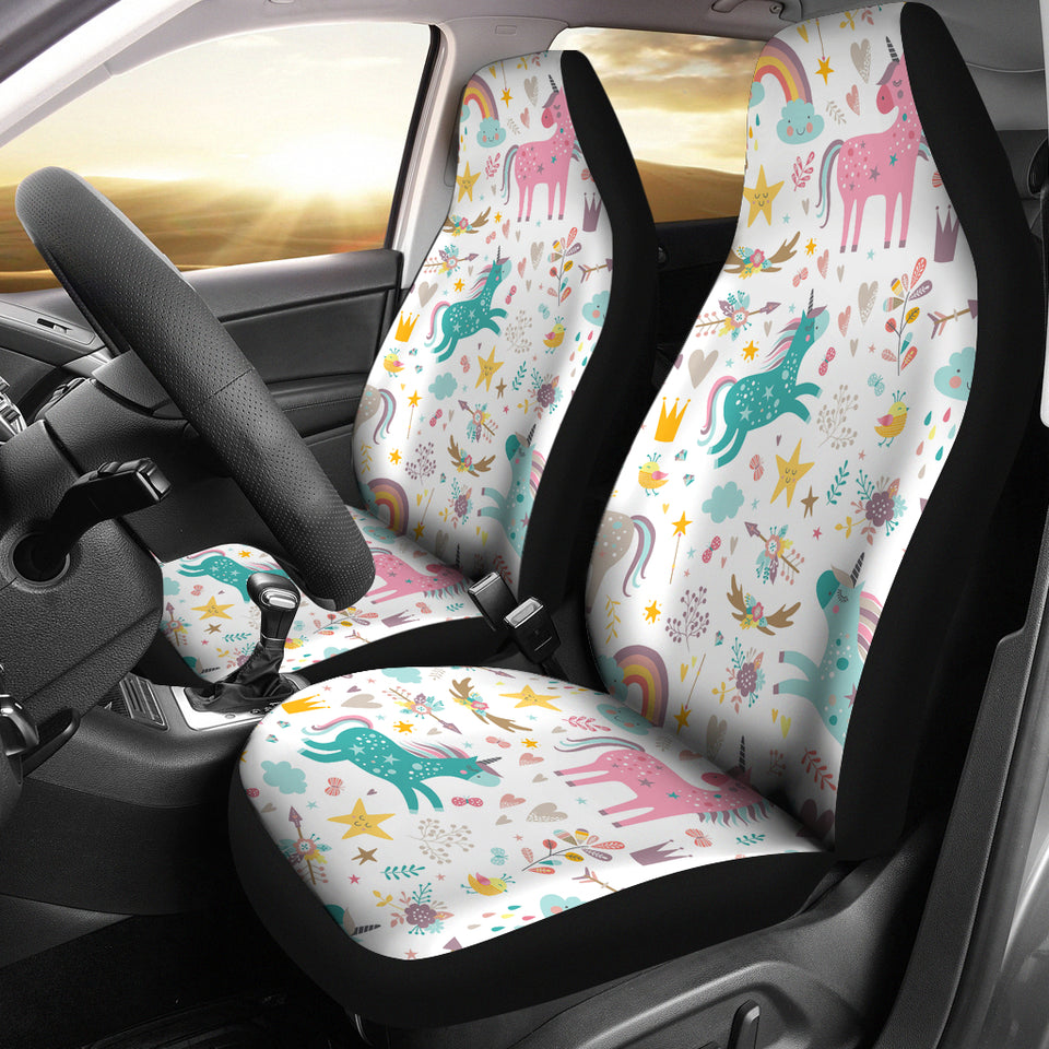 Colorful Unicorn Pattern  Universal Fit Car Seat Covers