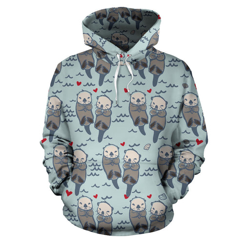 Lovely Sea Otter Pattern Men Women Pullover Hoodie